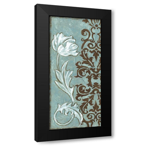 Floral and Damask I Black Modern Wood Framed Art Print with Double Matting by Zarris, Chariklia