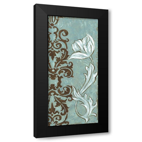 Floral and Damask II Black Modern Wood Framed Art Print with Double Matting by Zarris, Chariklia