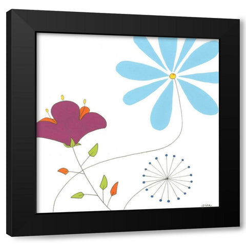 Playful Blooms II Black Modern Wood Framed Art Print by Vess, June Erica