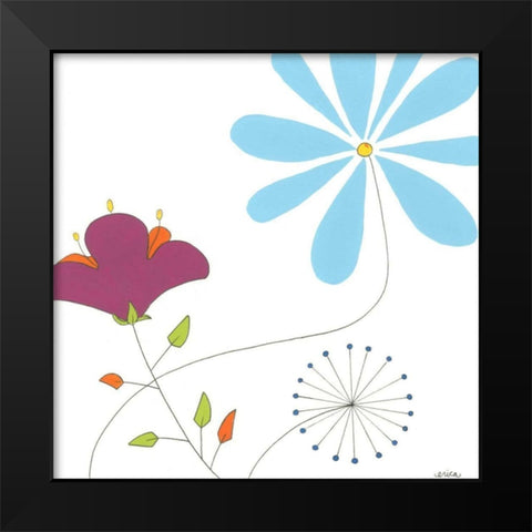 Playful Blooms II Black Modern Wood Framed Art Print by Vess, June Erica
