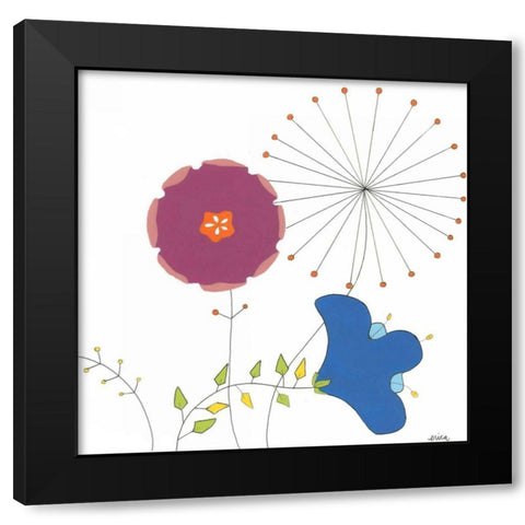 Playful Blooms IV Black Modern Wood Framed Art Print by Vess, June Erica