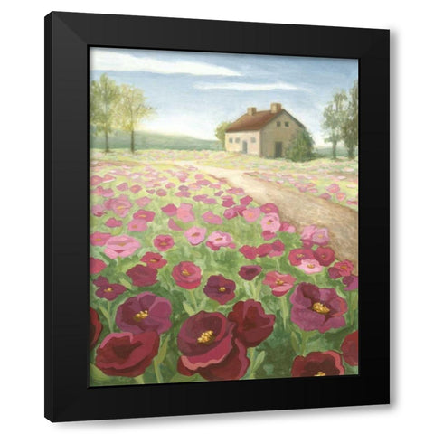 Pink Meadow Black Modern Wood Framed Art Print by Meagher, Megan