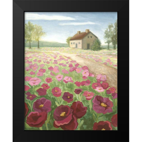 Pink Meadow Black Modern Wood Framed Art Print by Meagher, Megan