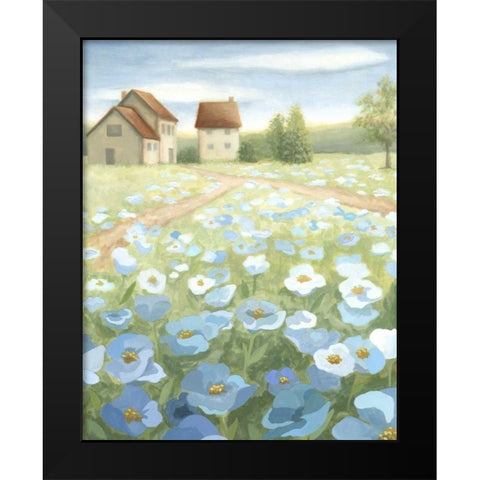 Blue Meadow Black Modern Wood Framed Art Print by Meagher, Megan