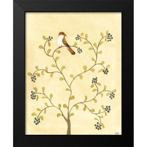 Berry Bird I Black Modern Wood Framed Art Print by Roper, Virginia A.