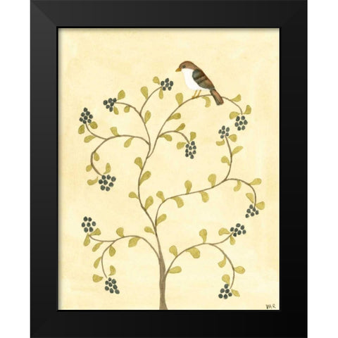 Berry Bird II Black Modern Wood Framed Art Print by Roper, Virginia A.