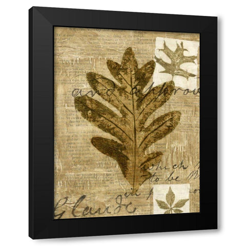Leaf Collage I Black Modern Wood Framed Art Print by Archie, K.