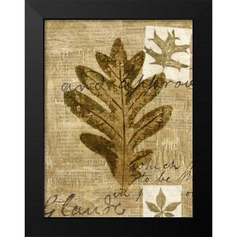 Leaf Collage I Black Modern Wood Framed Art Print by Archie, K.