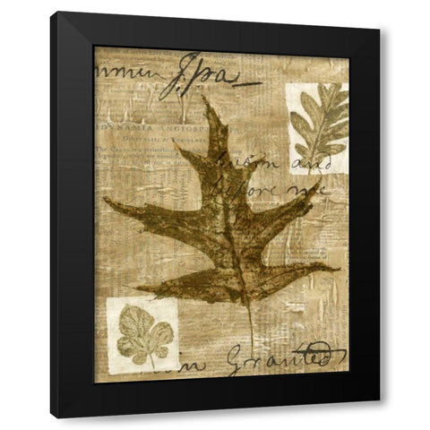 Leaf Collage II Black Modern Wood Framed Art Print with Double Matting by Archie, K.