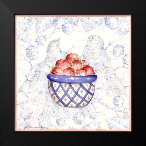 Toile and Berries I Black Modern Wood Framed Art Print by Pallan, Nancy S.