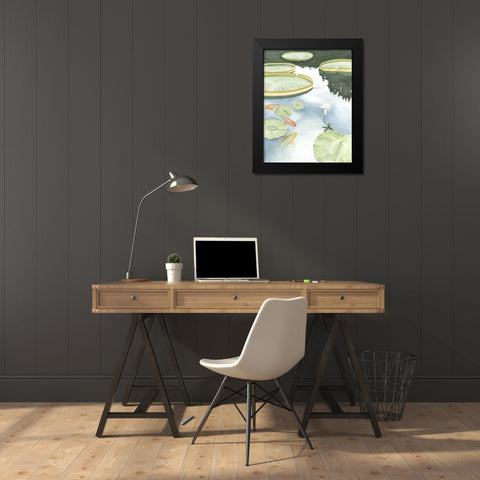 Koi Reflection I Black Modern Wood Framed Art Print by Zarris, Chariklia