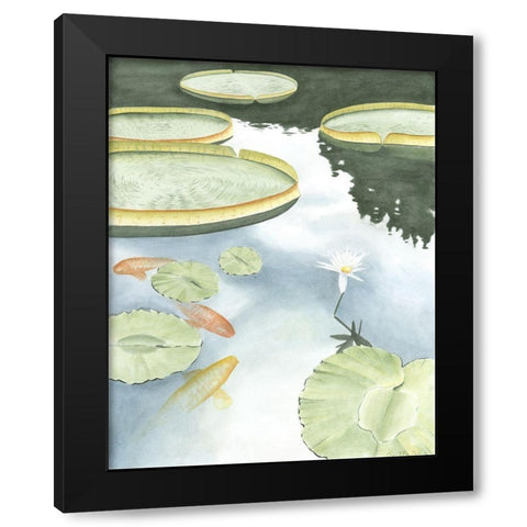 Koi Reflection I Black Modern Wood Framed Art Print with Double Matting by Zarris, Chariklia