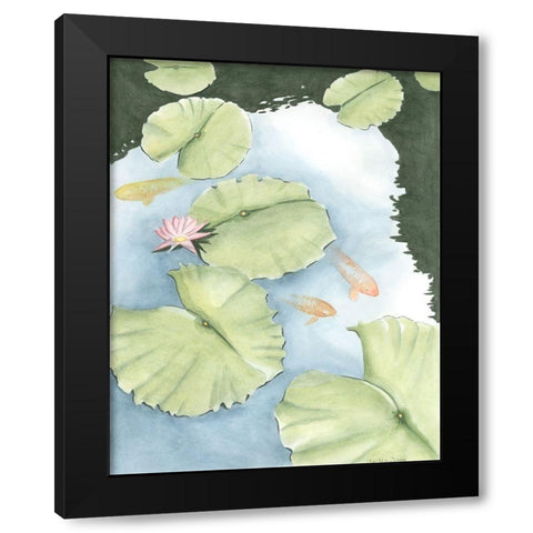 Koi Reflection II Black Modern Wood Framed Art Print with Double Matting by Zarris, Chariklia