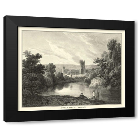Gilknocky Tower Black Modern Wood Framed Art Print with Double Matting by J. Greig