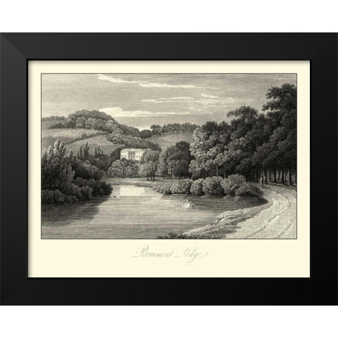 View of Beaumont Lodge Black Modern Wood Framed Art Print by Hakewill, James