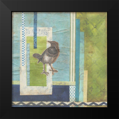 Avian Scrapbook I Black Modern Wood Framed Art Print by Vess, June Erica