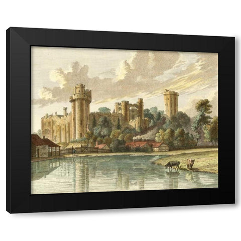 Warwick Castle Black Modern Wood Framed Art Print by Sandby, P.