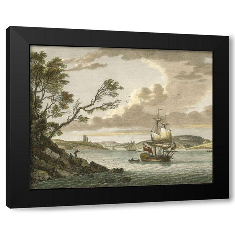 Benton Castle, Milford Haven Black Modern Wood Framed Art Print by Sandby, P.