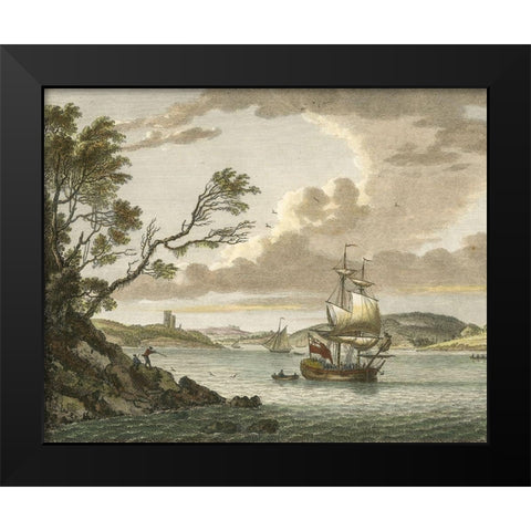 Benton Castle, Milford Haven Black Modern Wood Framed Art Print by Sandby, P.