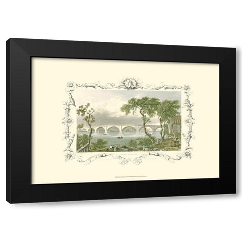 Kew Bridge Black Modern Wood Framed Art Print by Tombleson