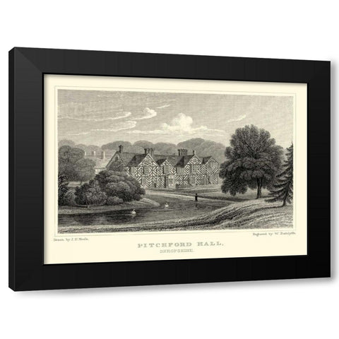 Pitchford Hall Black Modern Wood Framed Art Print by Neale, J.P.