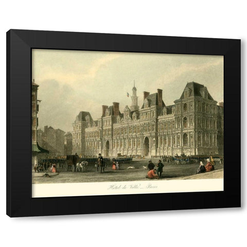 Hotel de Ville, Paris Black Modern Wood Framed Art Print by Allom, T.