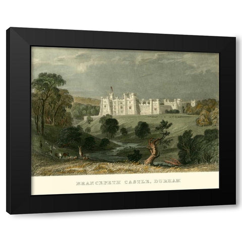 Brancepeth Castle, Durham Black Modern Wood Framed Art Print with Double Matting by Allom, T.