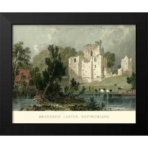 Brougham Castle, Westmoreland Black Modern Wood Framed Art Print by Allom, T.