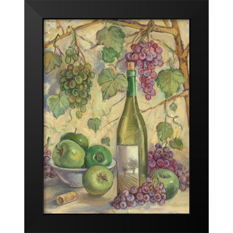 Wine with Apples Black Modern Wood Framed Art Print by Kasun, Theresa