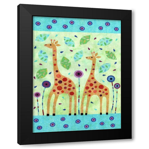 Giraffe Pair Black Modern Wood Framed Art Print with Double Matting by Conway, Kim
