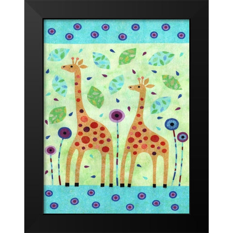 Giraffe Pair Black Modern Wood Framed Art Print by Conway, Kim