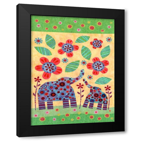 Elephant Pair Black Modern Wood Framed Art Print with Double Matting by Conway, Kim