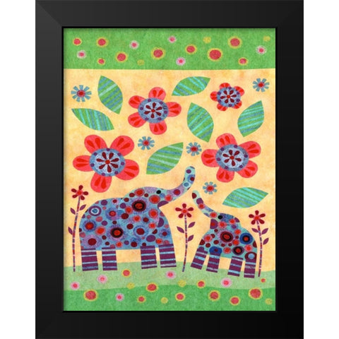 Elephant Pair Black Modern Wood Framed Art Print by Conway, Kim