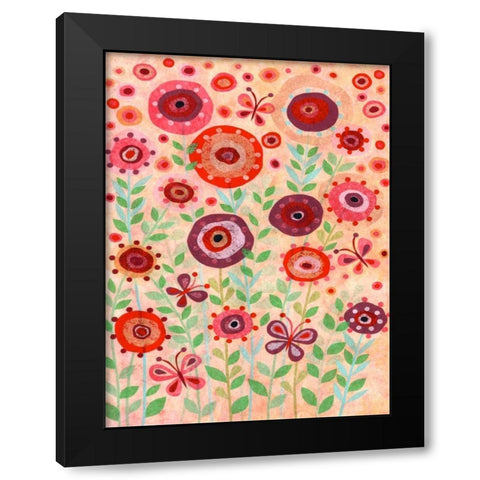 Flower Flight Black Modern Wood Framed Art Print by Conway, Kim