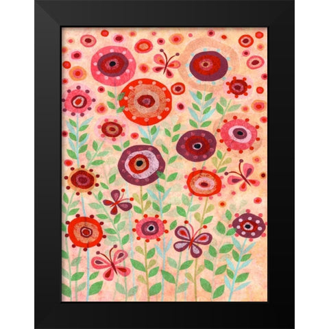 Flower Flight Black Modern Wood Framed Art Print by Conway, Kim