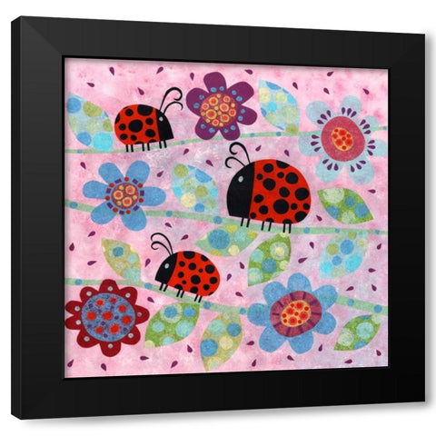Lady Bugs Black Modern Wood Framed Art Print by Conway, Kim