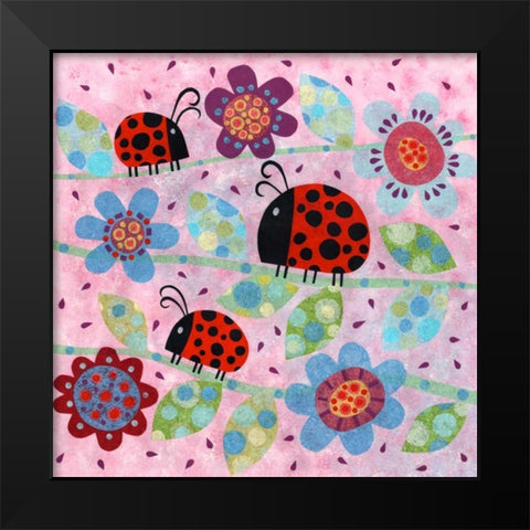 Lady Bugs Black Modern Wood Framed Art Print by Conway, Kim