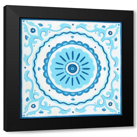 Folk Tile I Black Modern Wood Framed Art Print with Double Matting by Vess, June Erica