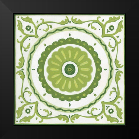 Folk Tile II Black Modern Wood Framed Art Print by Vess, June Erica