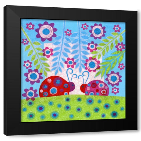 Ladybug Spots Black Modern Wood Framed Art Print by Conway, Kim