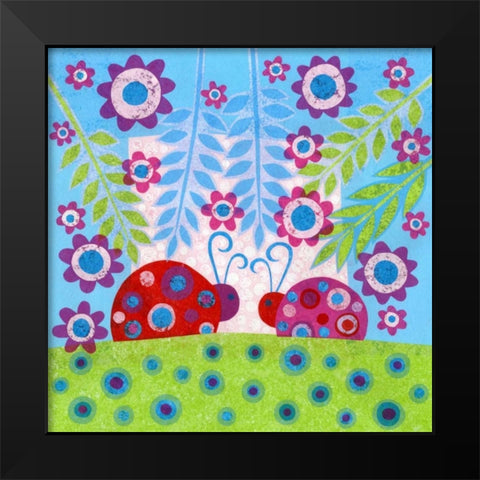 Ladybug Spots Black Modern Wood Framed Art Print by Conway, Kim
