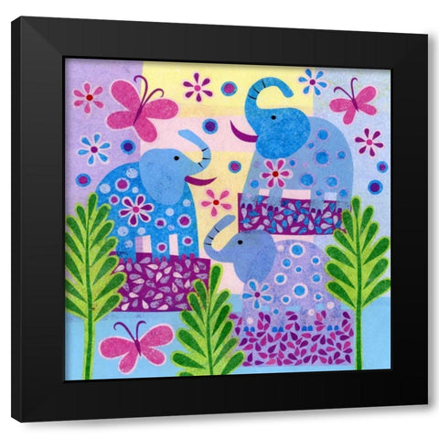Elephant Sunshine Black Modern Wood Framed Art Print with Double Matting by Conway, Kim