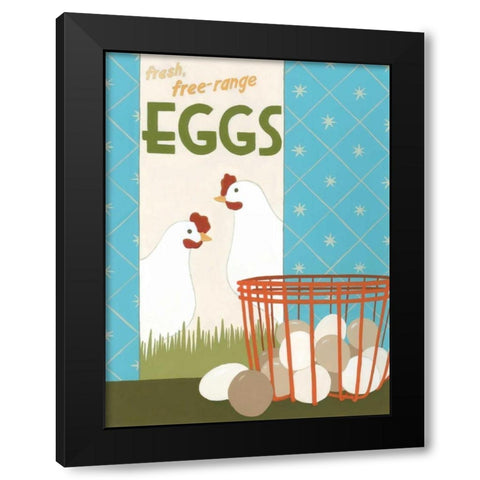 Free-Range Eggs Black Modern Wood Framed Art Print with Double Matting by Vess, June Erica