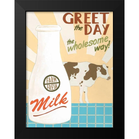 Farm-Fresh Milk Black Modern Wood Framed Art Print by Vess, June Erica