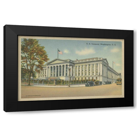 Treasury Building, Washington, D.C. Black Modern Wood Framed Art Print with Double Matting by Unknown