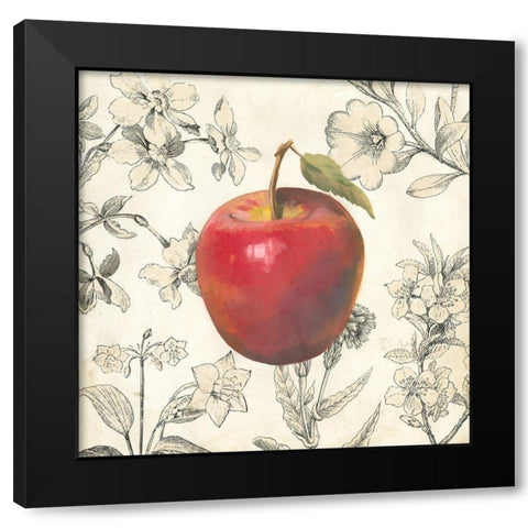 Apple and Botanicals Black Modern Wood Framed Art Print by Meagher, Megan