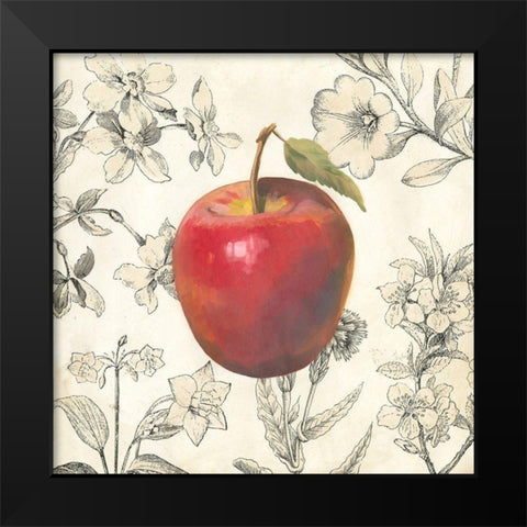 Apple and Botanicals Black Modern Wood Framed Art Print by Meagher, Megan
