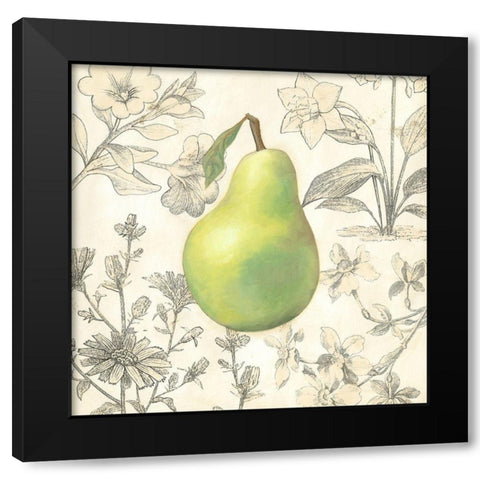 Pear and Botanicals Black Modern Wood Framed Art Print with Double Matting by Meagher, Megan