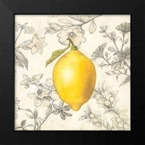 Lemon and Botanicals Black Modern Wood Framed Art Print by Meagher, Megan