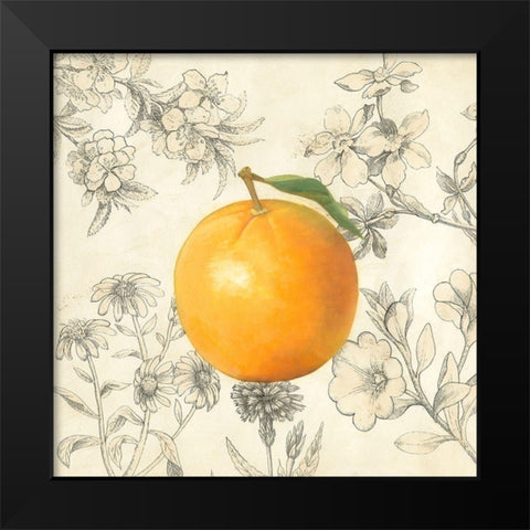 Orange and Botanicals Black Modern Wood Framed Art Print by Meagher, Megan